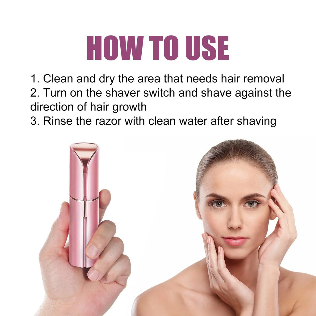 Electric Facial Hair Remover & Trimmer - Painless Lipstick-Shaped Device for Women