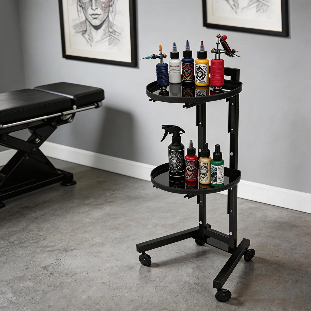 Movable Adjustable Salon Trolley Station with 2 Tiers and Wheels for Hairdressing Tools