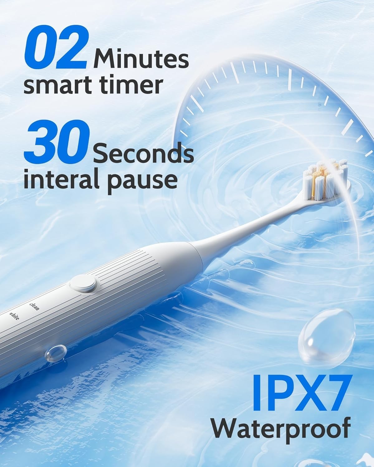 Electric Sonic Toothbrush 2 Pack with 12 Replacement Heads & 6 Modes