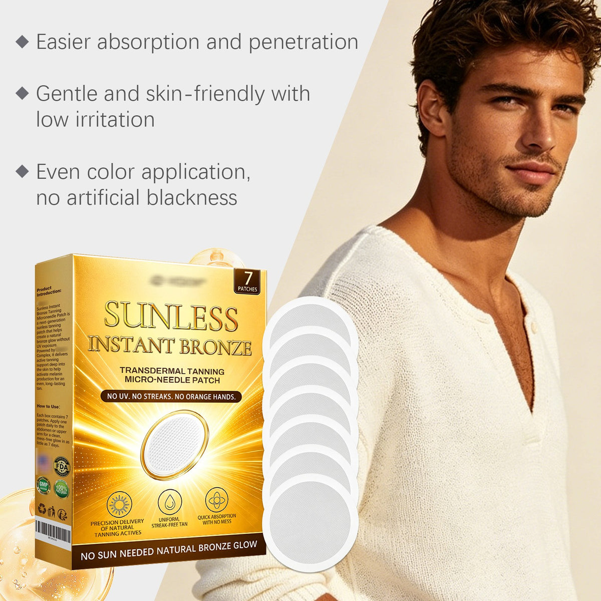 Sunless Tanning Patches Natural Glow Microdarts for Bronze Skin 7-35 Pack