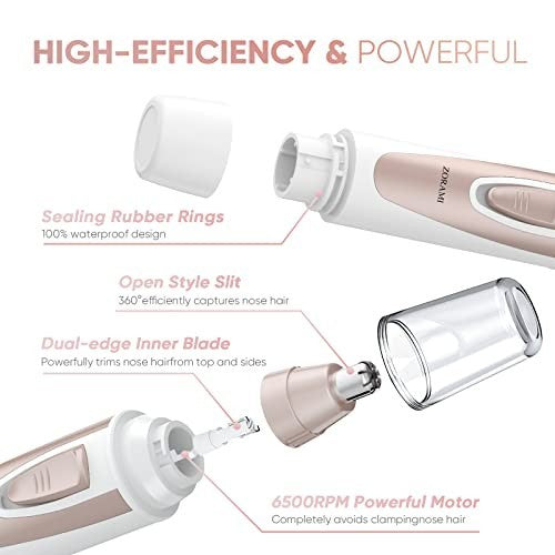 Waterproof Ear and Nose Hair Trimmer for Men & Women - Stainless Steel, Cordless, Quiet, Easy-Clean