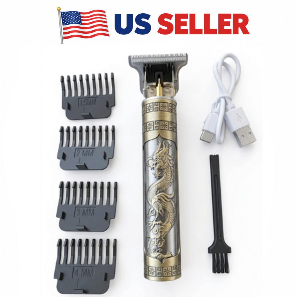 Vintage Dragon Beard Hair Trimmer for Men with Guide Combs - Portable Grooming Tool
