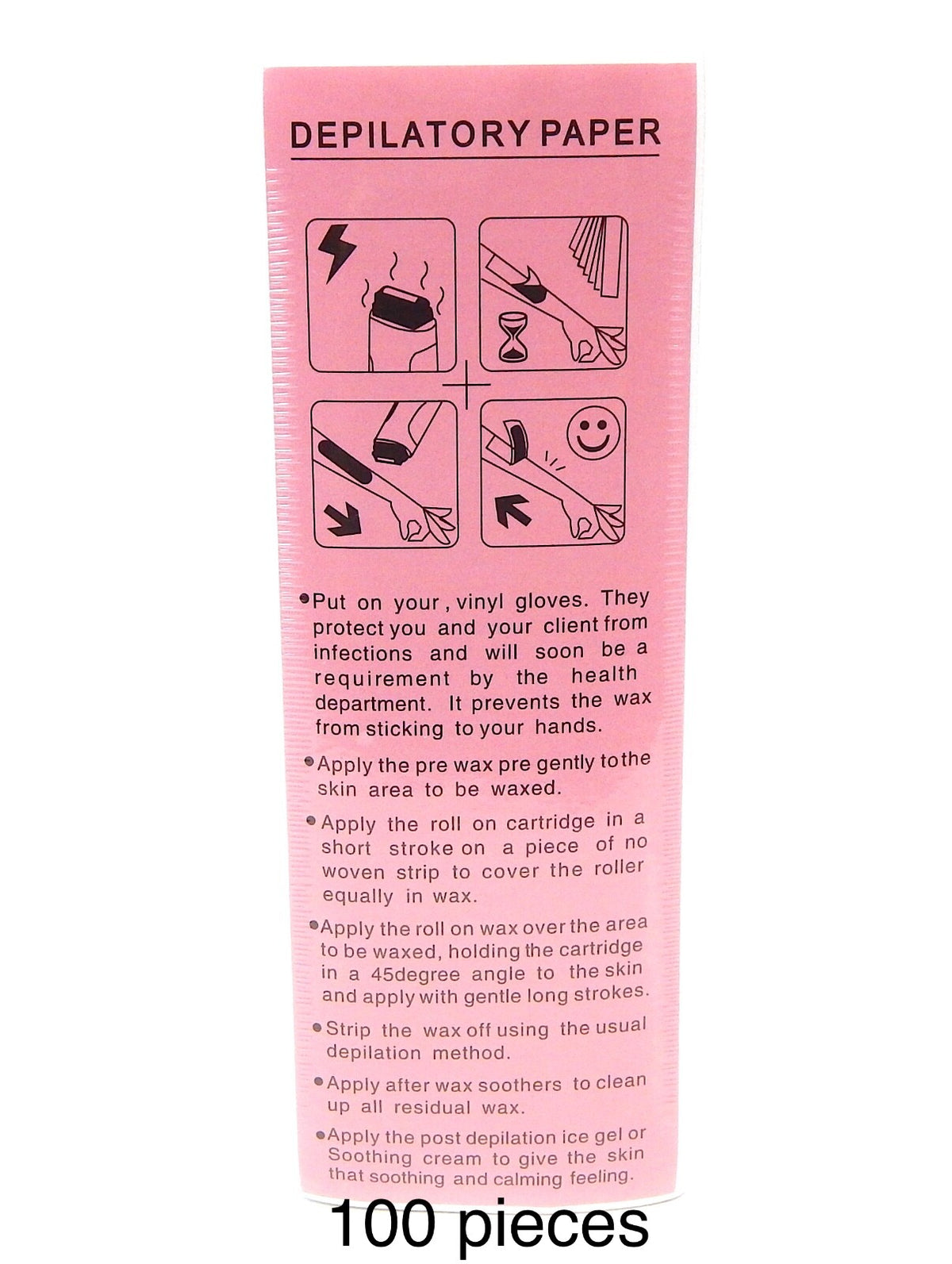 100 Pcs Hair Removal Wax Strips Non-Woven Epilator Paper for Waxing
