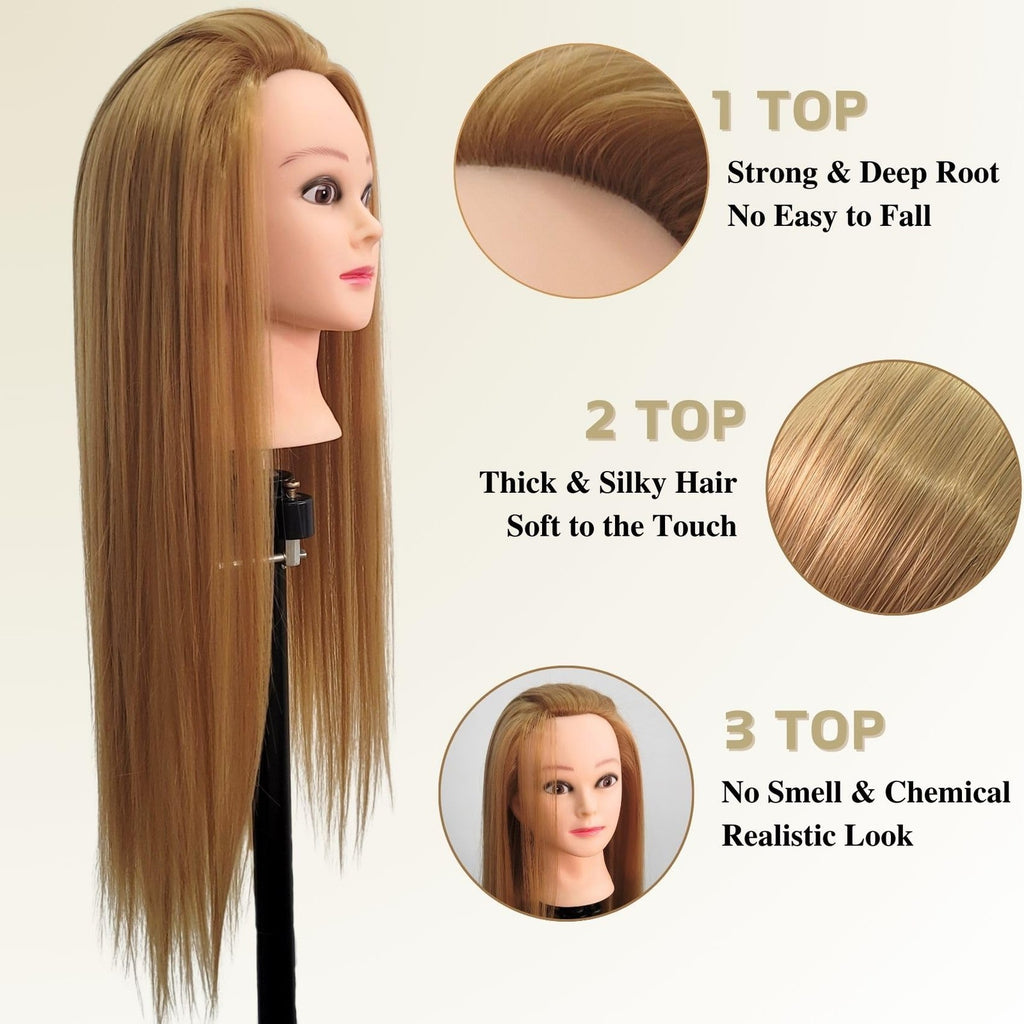 Mannequin Head with Hair for Braiding and Hair Styling Practice - Black