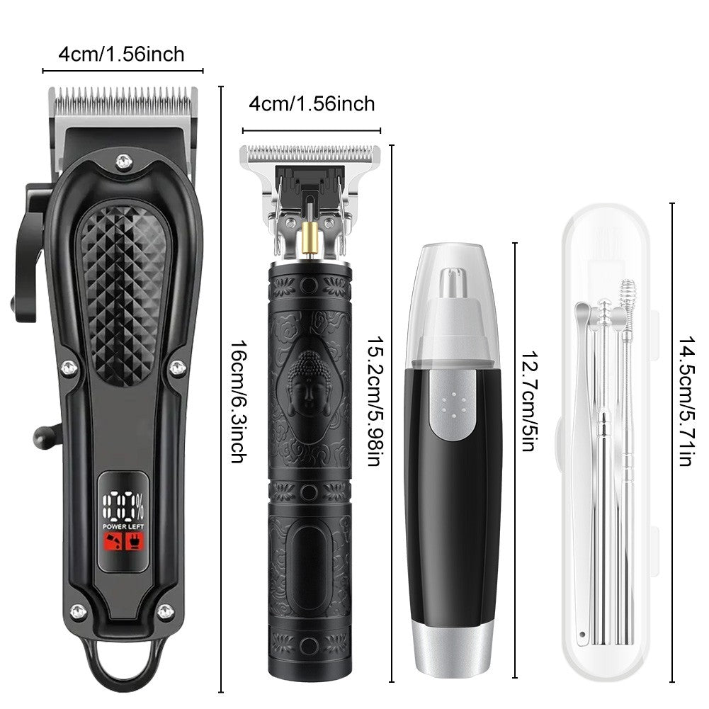 Professional 6-Piece Cordless Hair Clipper Set for Men with Adjustable Blades