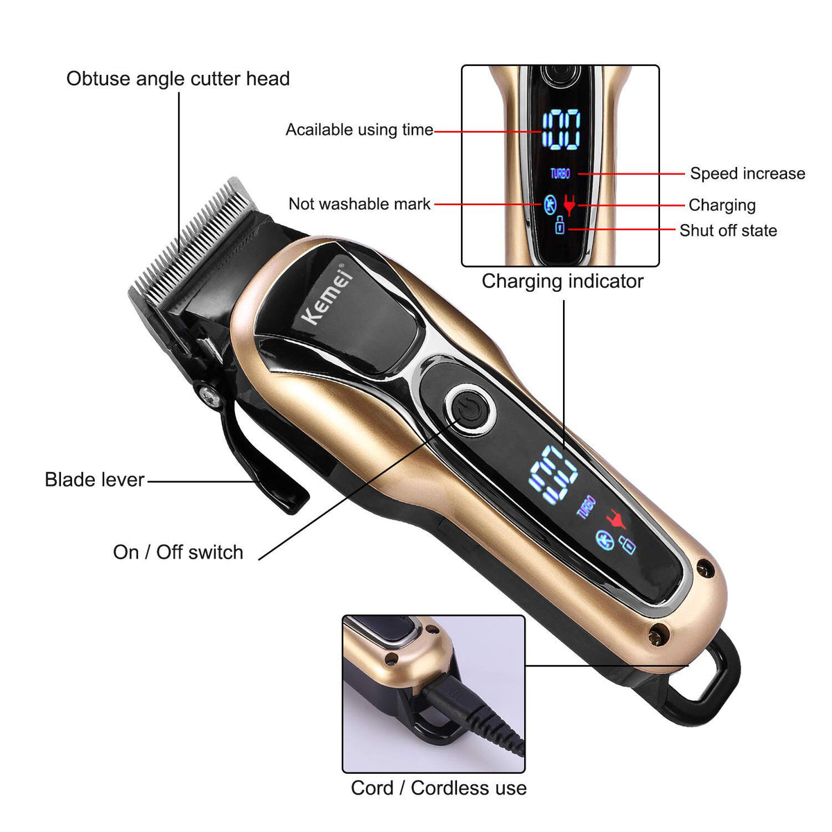 Cordless Hair Clipper Kit for Men & Barbers - Rechargeable & Adjustable