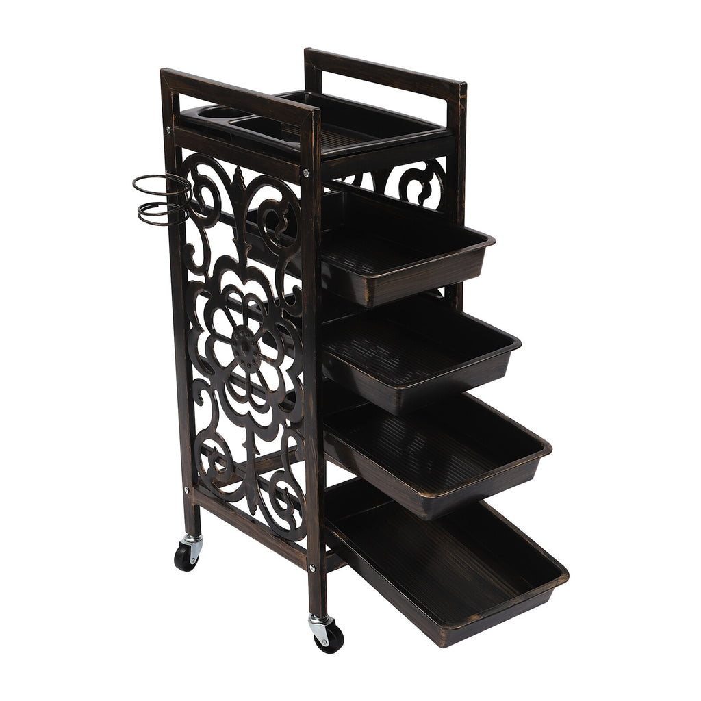 Vintage 5-Tier Salon Trolley with Wheels for Hair Tools Storage