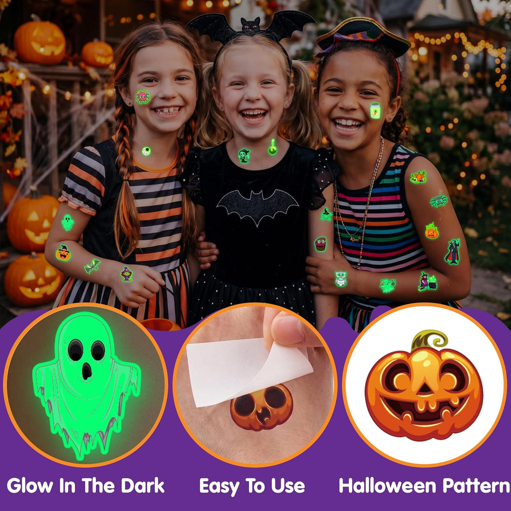 Halloween Glowing Tattoos for Kids 306 PCS – Trick or Treat Party Favors