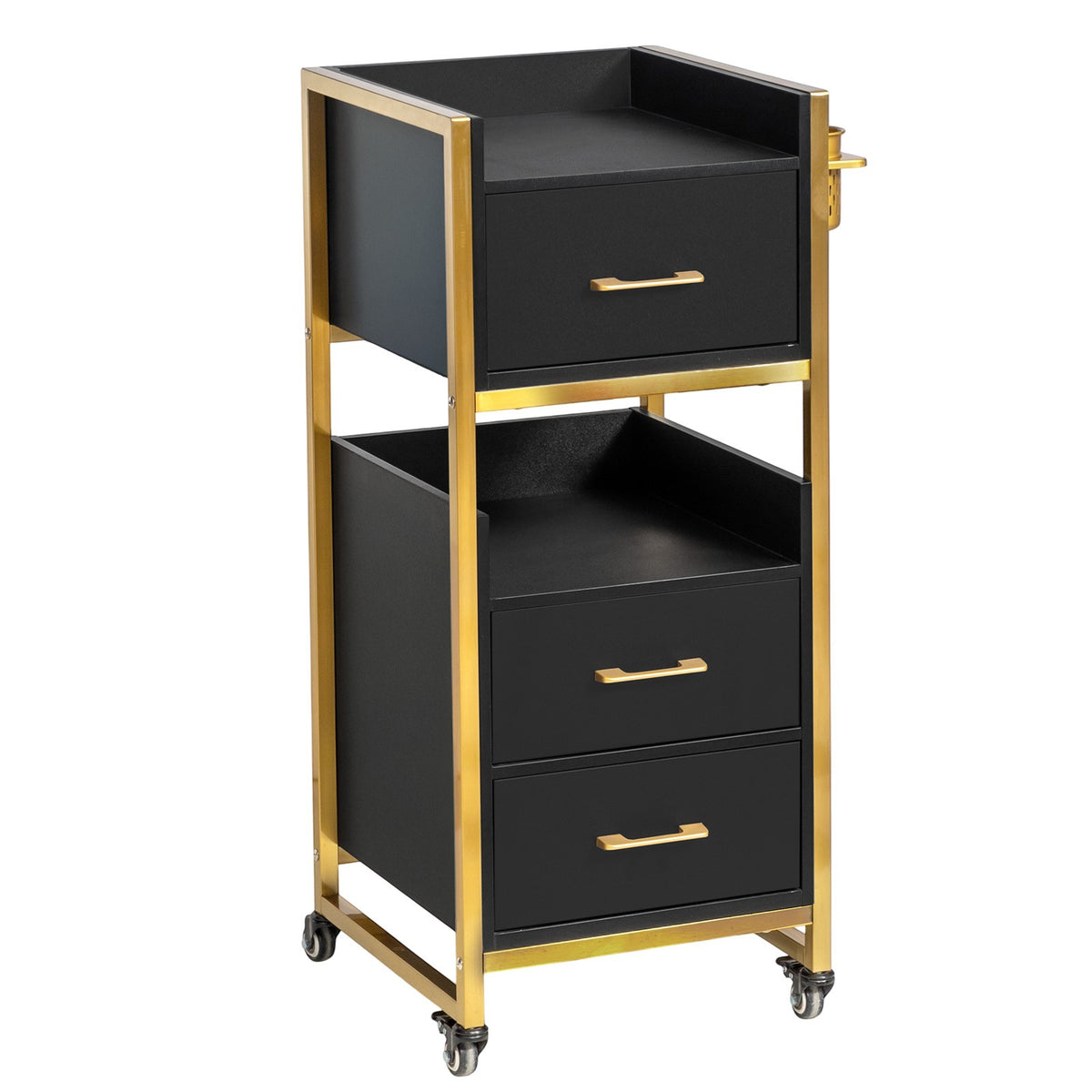 Mobile Salon Trolley Cart with 3 Drawers & Shelves for Beauty & Spa