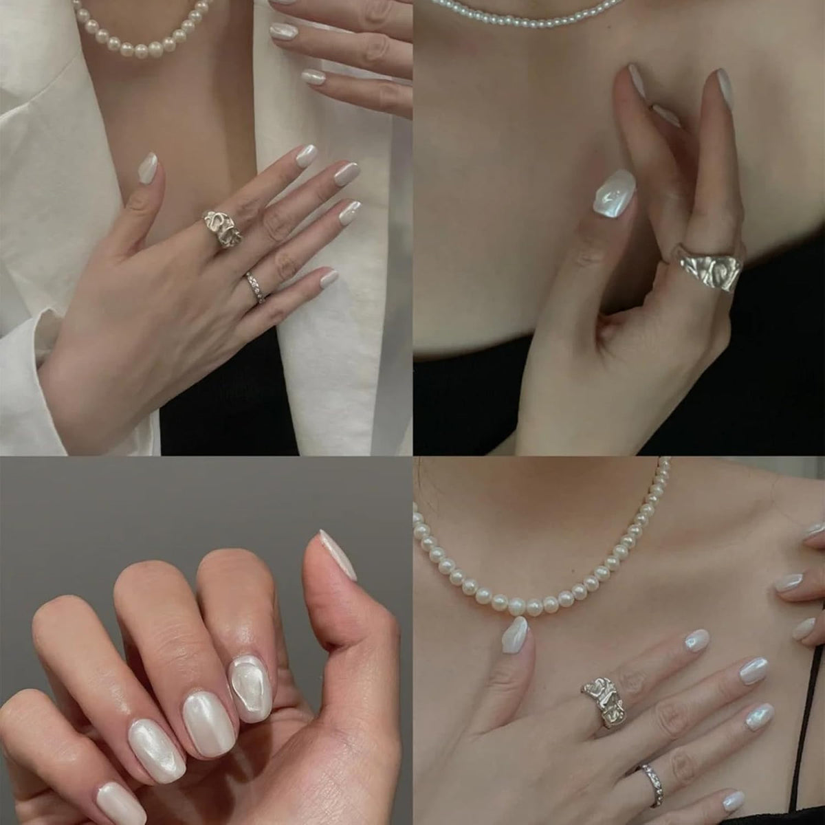 Pearl White Nail Polish 10ml Quick Dry Iridescent Shimmer for Nail Art