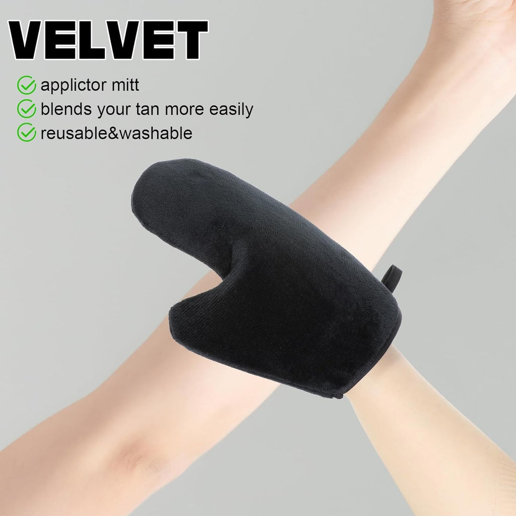 Self Tanning Mitt Set with Back Applicator - Double Sided Sunless Lotion Gloves