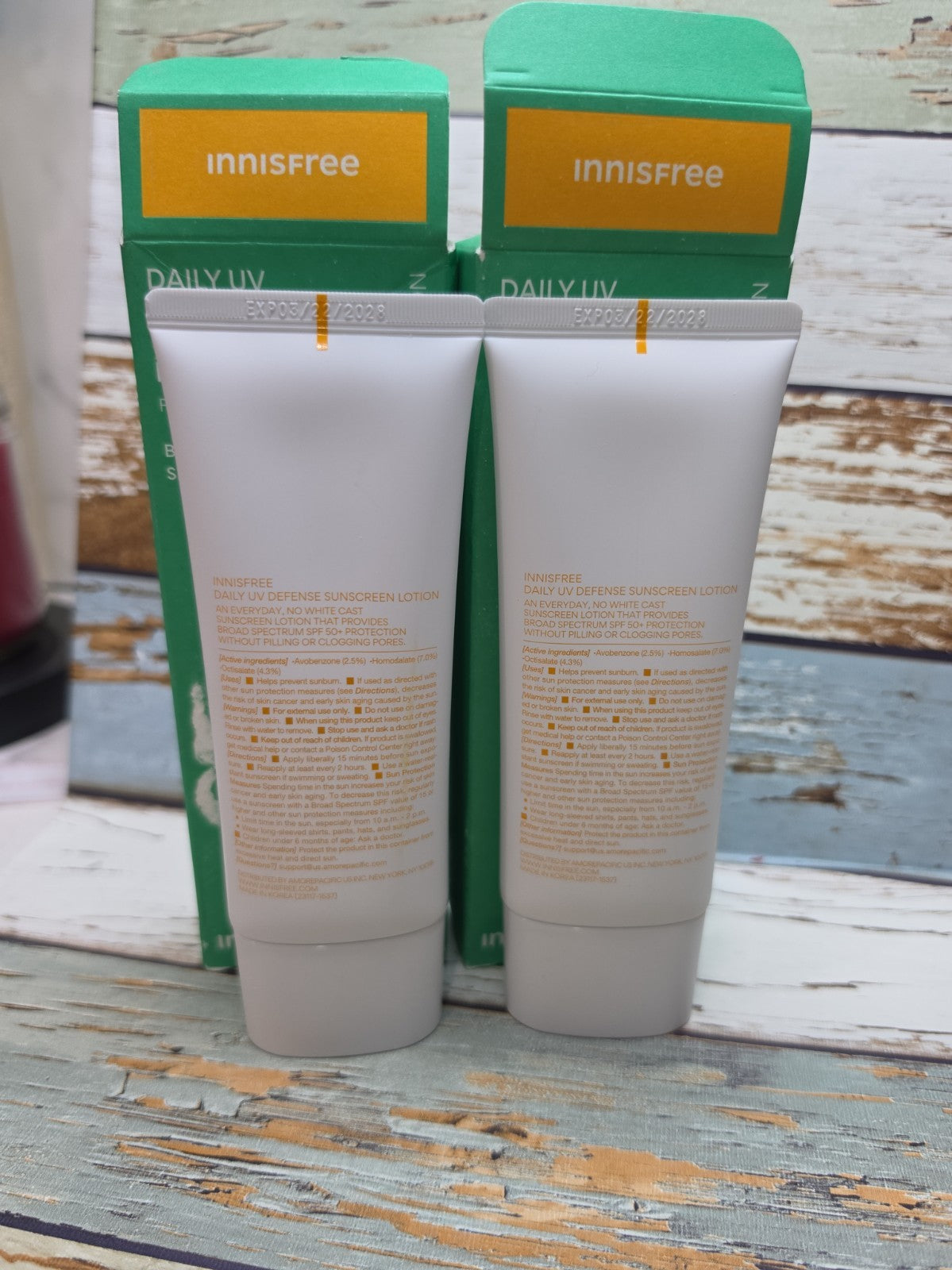 Innisfree Daily UV Sunscreen SPF 50 - Pack of 2 100mL Bottles, Exp 03/28