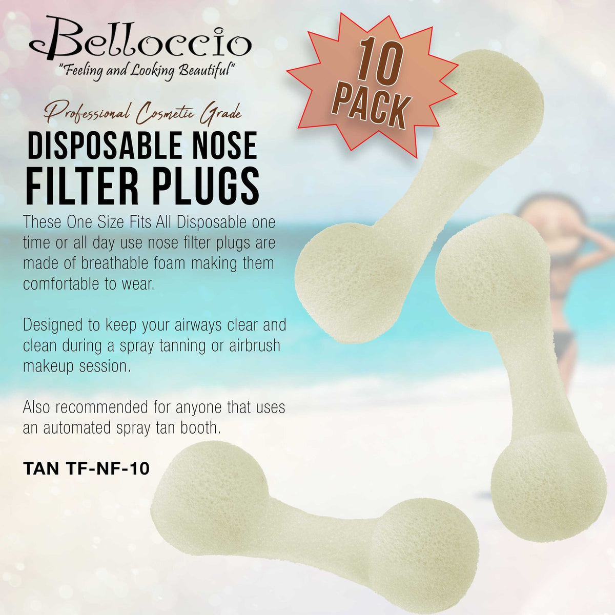 Disposable Nose Filters for Spray Tanning - Breathable Dust Plugs (Pack of 10)