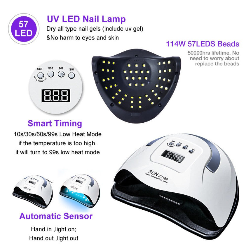 220W UV LED Nail Dryer Lamp for Gel Polish Curing Manicure Equipment