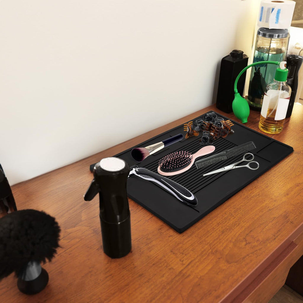 Magnetic Barber Tool Organizer Mat 17.7x11.8 Inches Black