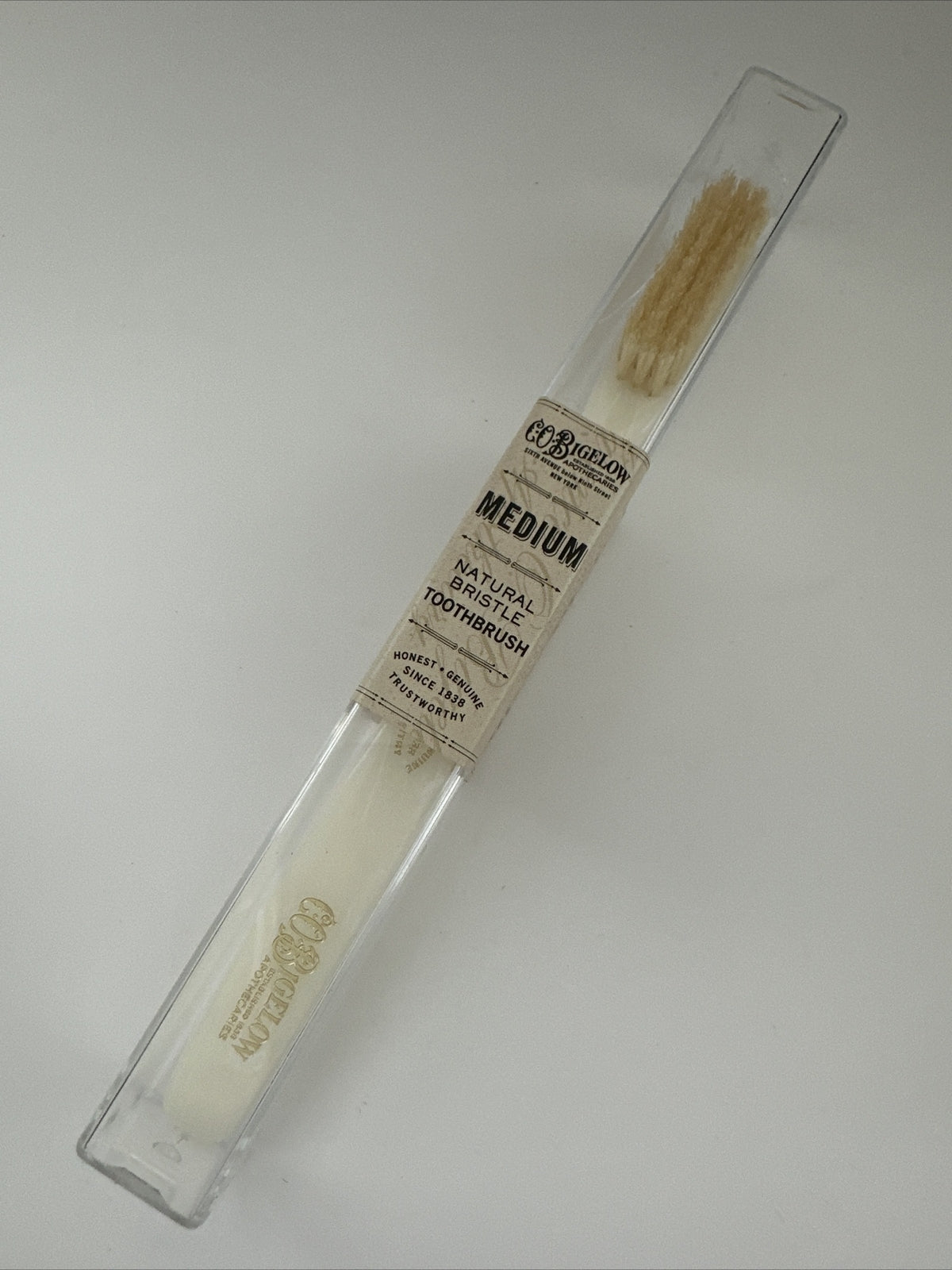 Soft Natural Bristle Toothbrush with Travel Case - Ivory