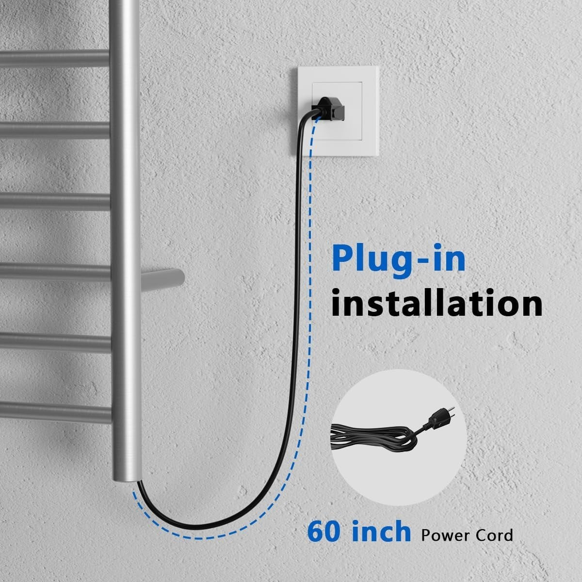Electric Towel Warmer Rack with Timer & Temperature Control, Wall-Mounted 10 Bars