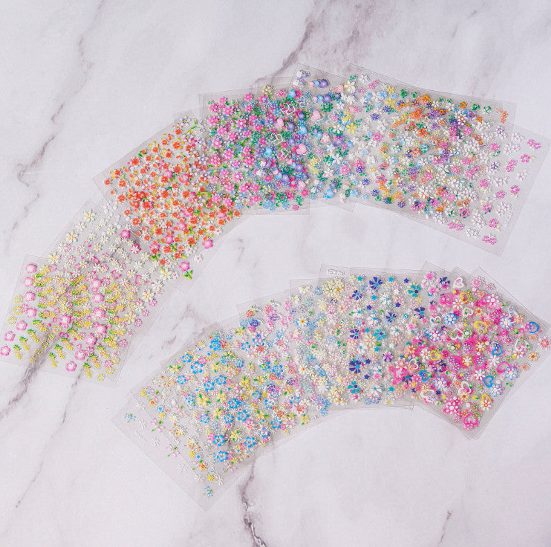 Nail Art Sticker Decal Set for 3D Nail Design - Multiple Colors & Sheets
