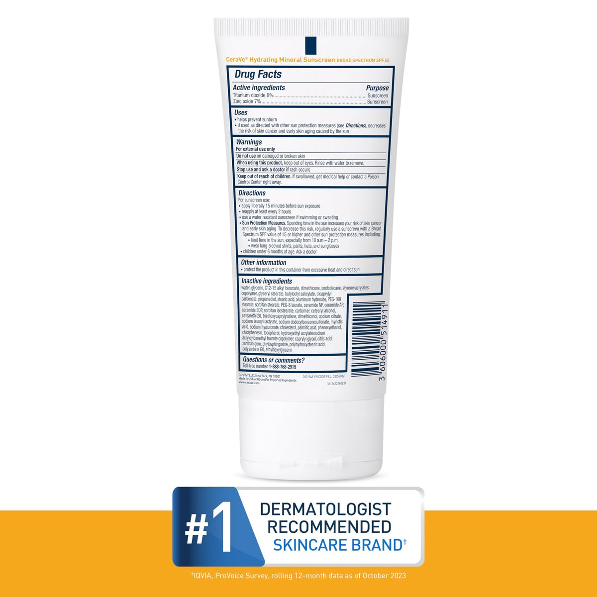 Mineral Sunscreen SPF 50 with Zinc Oxide & Titanium Dioxide - Sensitive Skin