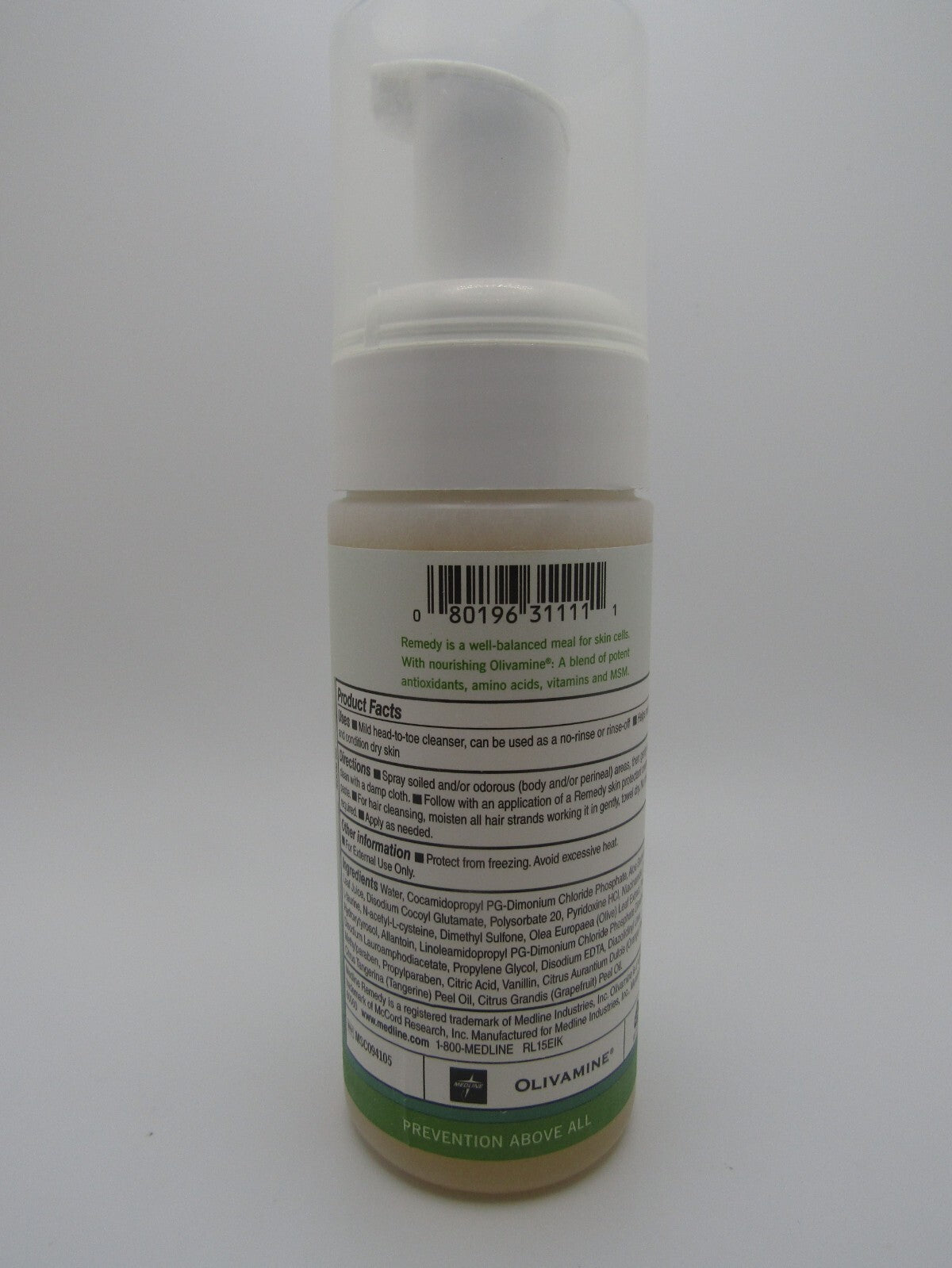 Medline Remedy Olivamine Foaming Body Cleanser, No Rinse, Scented,