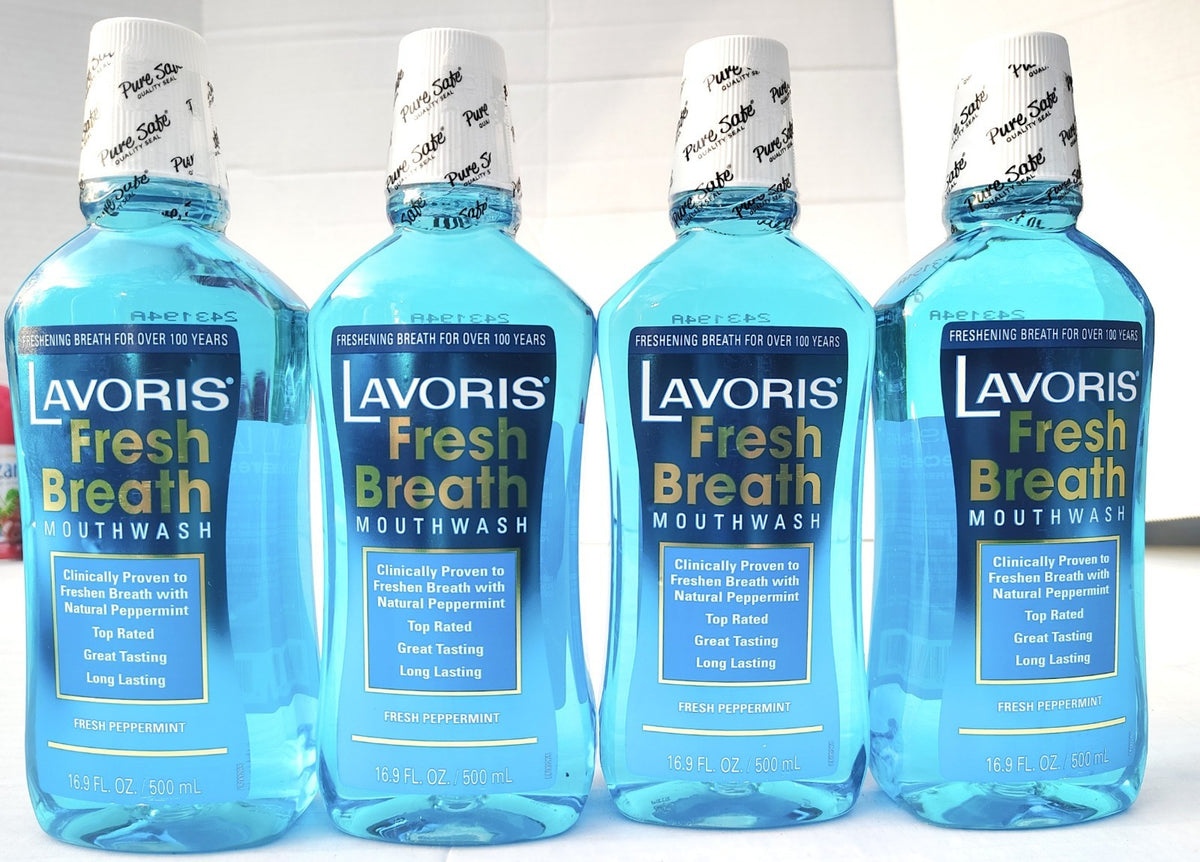 Lavoris Fresh Breath Mouthwash Original Peppermint 16.9 Fl Oz - 4 Bottles