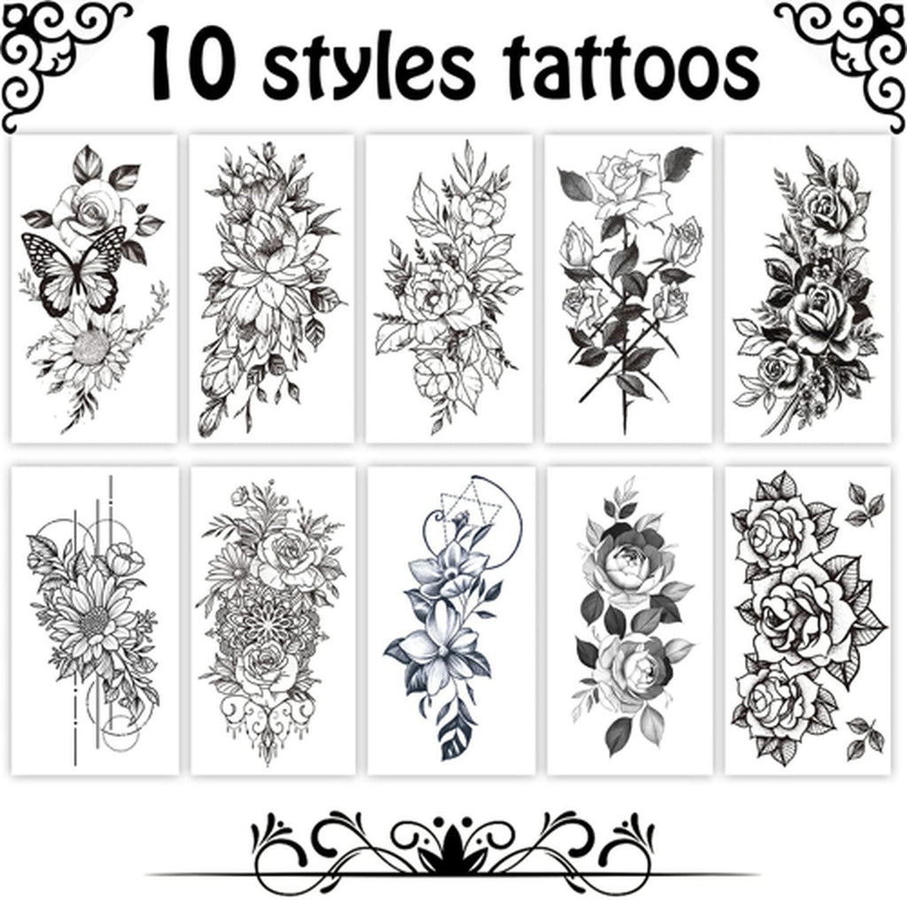 Temporary Floral Arm Sleeve Tattoos for Women – Realistic Long-lasting Water-Resistant