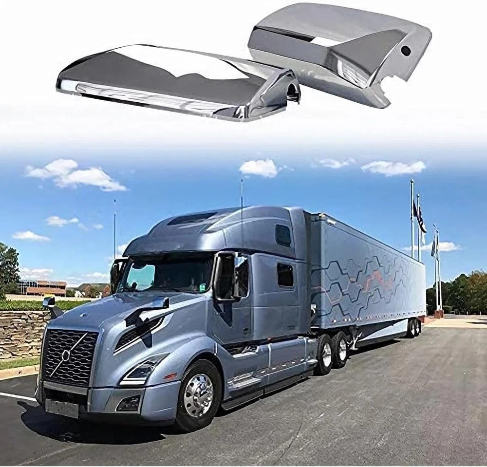 Chrome Door Mirror Covers Pair for Volvo VNL & VNM Trucks Driver & Passenger Side