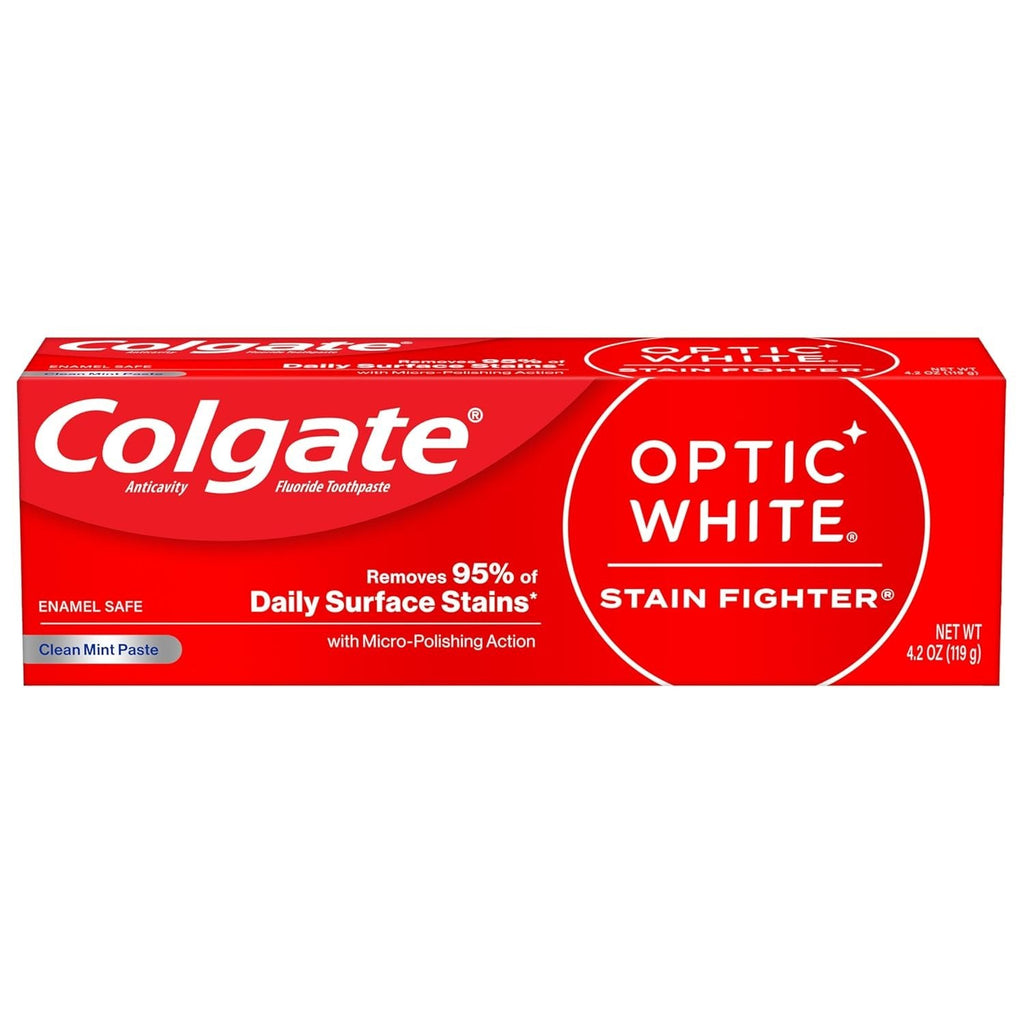 Colgate Optic White Stain Fighter Whitening Toothpaste - Clean Mint 4.2 Oz