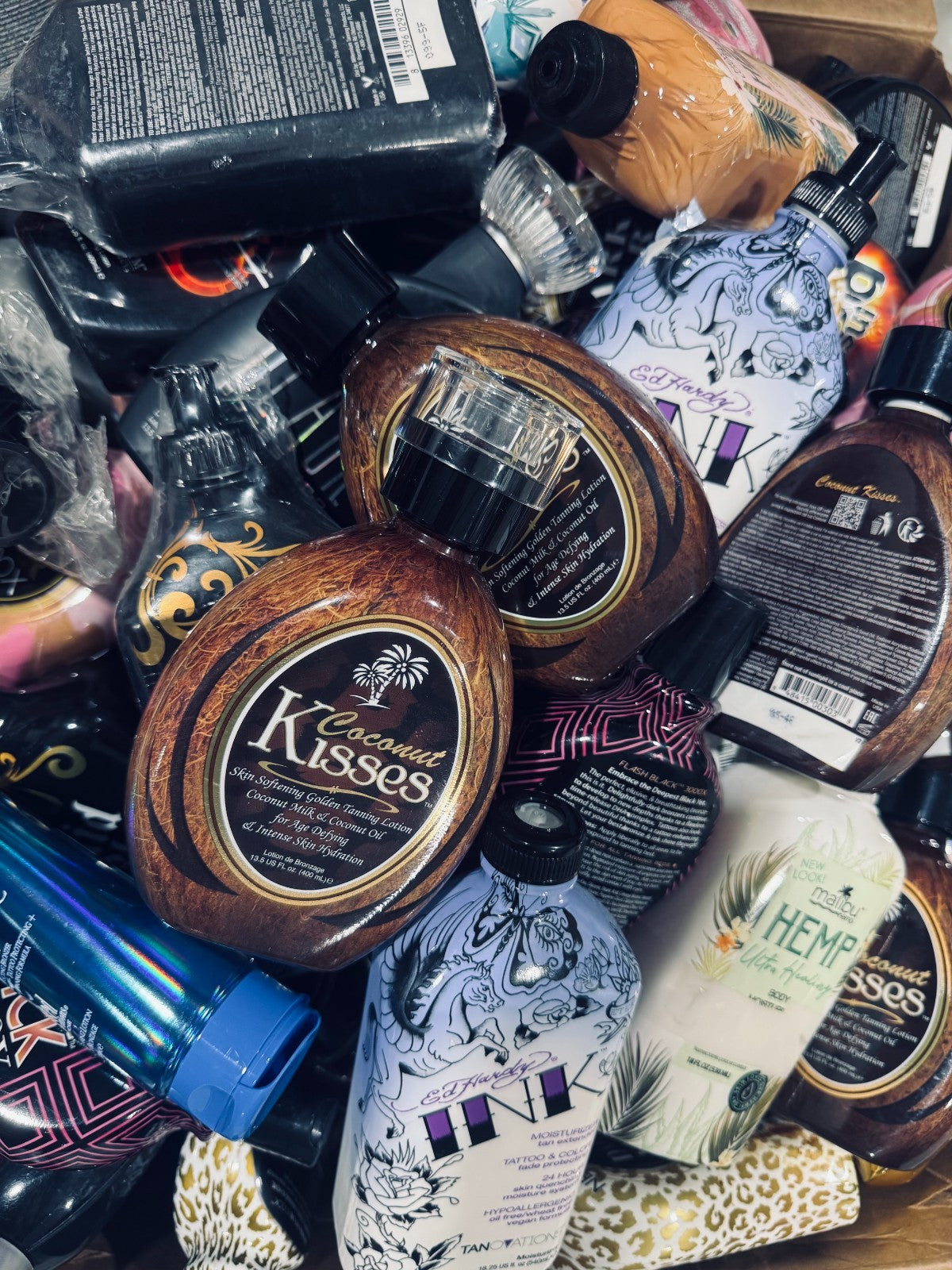 Assorted Indoor Tanning Bed & Post-Tan Lotion Lot - Damaged Bottles