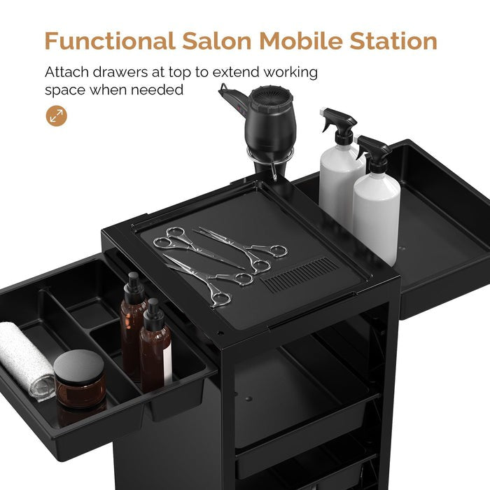 Salon Trolley Cart for Hair Stylist Stations with 6 Adjustable Trays