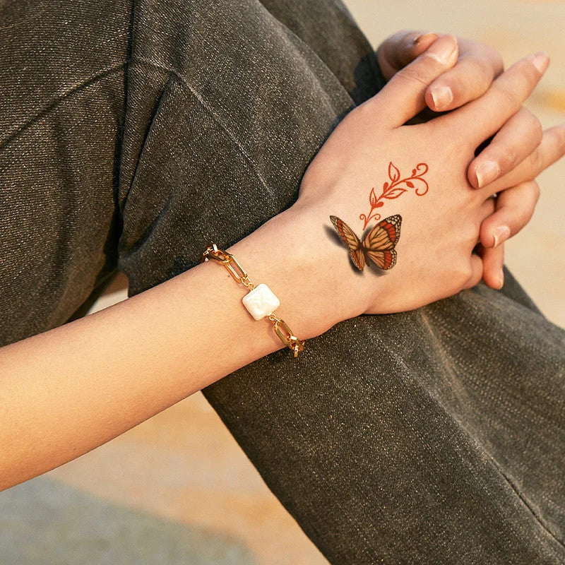 Waterproof Temporary Tattoos Set – Butterfly, Rose & Feather Stickers (Disposable)