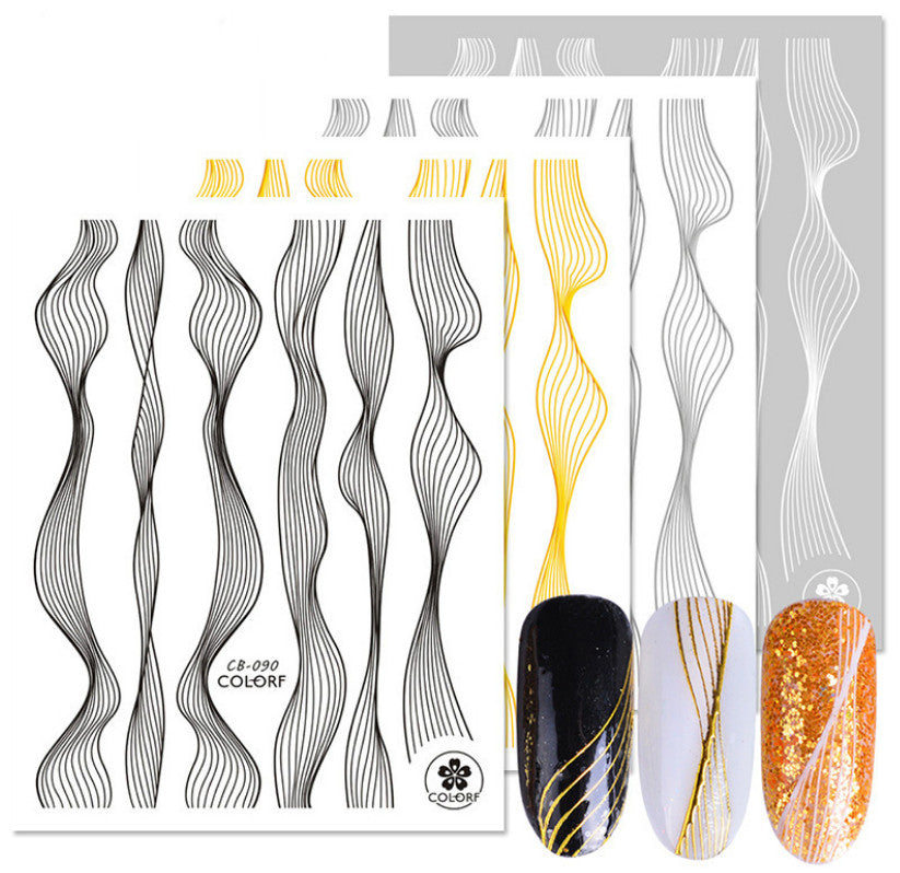 3D Nail Art Stickers Wave Line Decals for Manicure DIY Tips - Multiple Colors