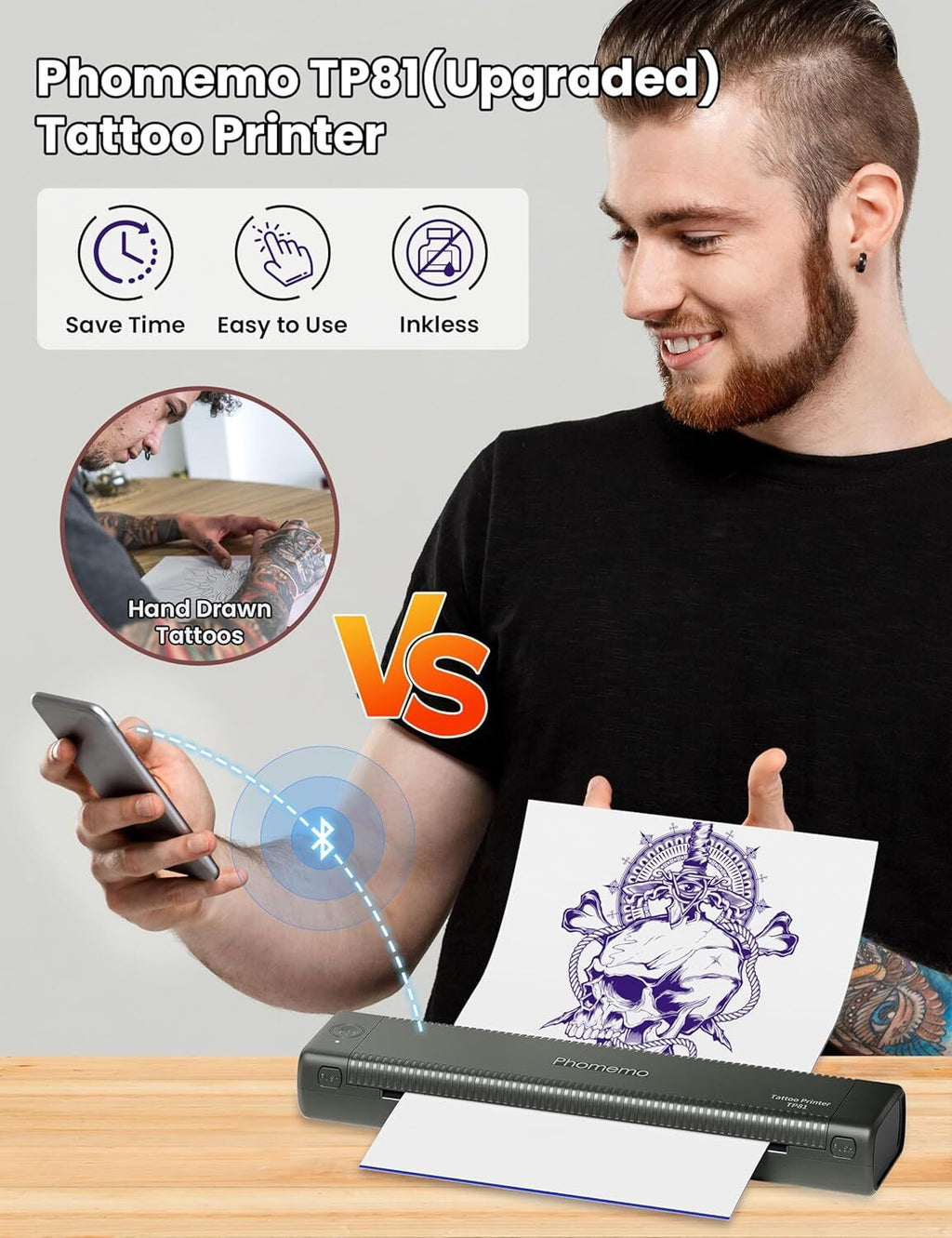 Tattoo Template Printer TP81 Wireless Stencil Printer for Artists & Beginners