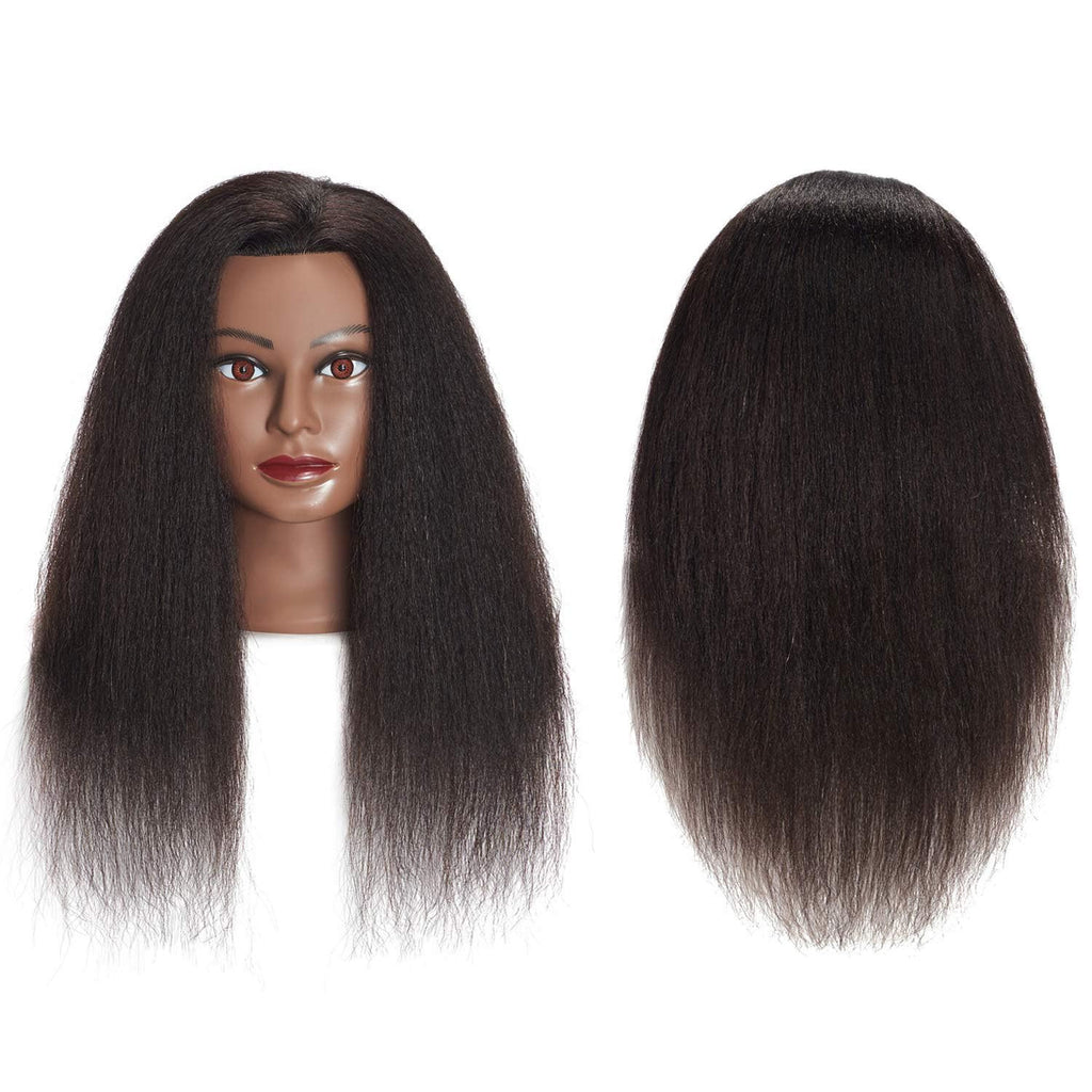Mannequin Head with 16-Inch Real Hair for Hair Styling & Cosmetology Practice