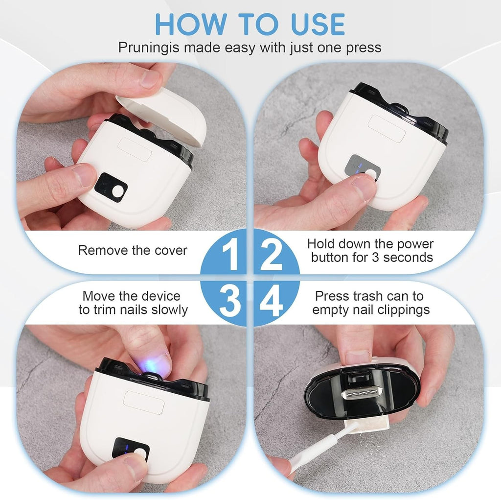 Electric Baby Nail Trimmer with LED Light & 3 Speed Settings, Rechargeable