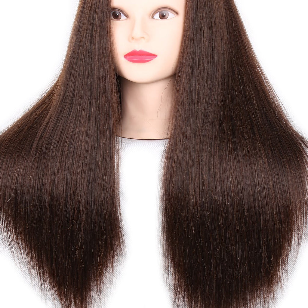Mannequin Head with Human Hair for Hair Styling Training, Display & Practice