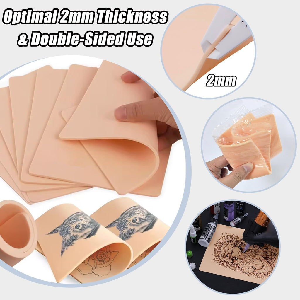 2mm Tattoo Practice Skin – Double-Sided, Reusable, 10 Pack
