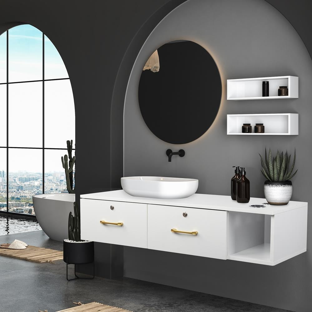 Wall Mount Hair Styling Station with Locking Drawers Salon Cabinet Organizer