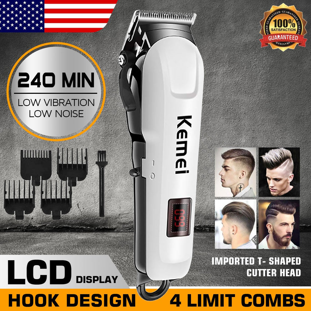Cordless Hair Clipper & Trimmer Kit for Men with LCD Display, 4 Guide Combs