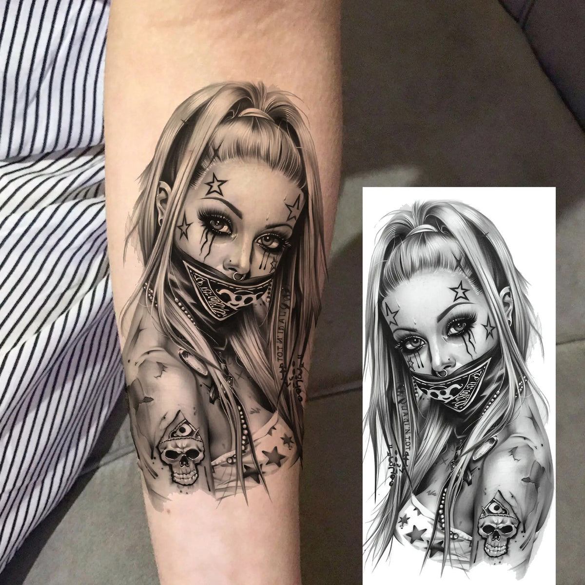 Waterproof Temporary Tattoo Sticker - Evil Joker Face, Long Lasting Realistic Design