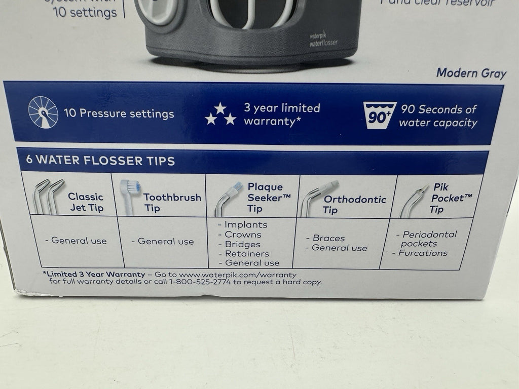 Waterpik Ultra Water Flosser with 10 Pressure Settings & 6 Tips - Light Gray