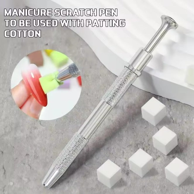 50Pcs Portable Nail Art Sponge Buffer Blocks with Grabbing Pen for DIY Manicure