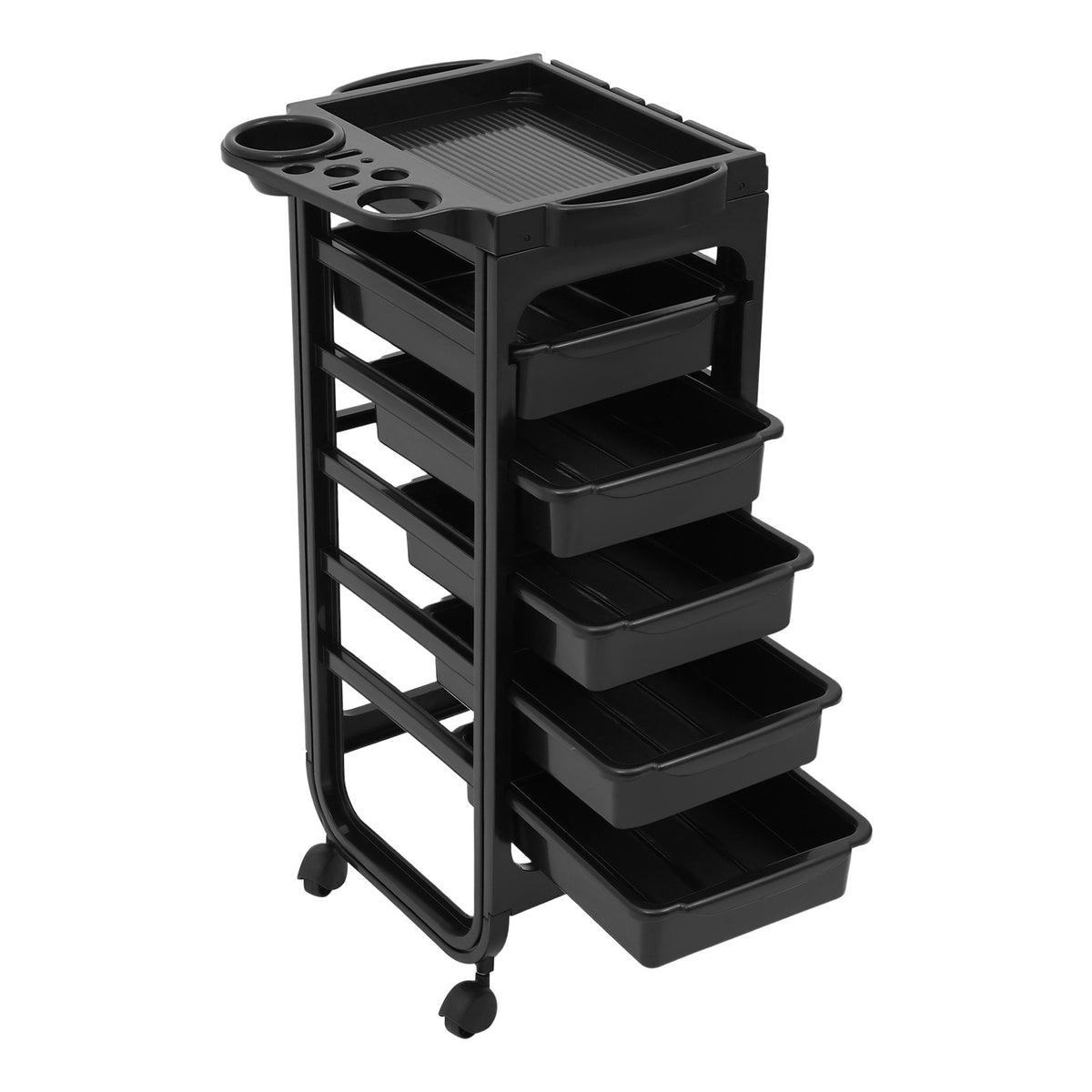 Mobile Hair Salon Trolley Cart with 5 Drawers - Black, 41x43.5x88cm