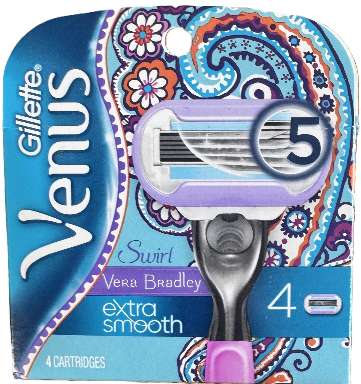 Gillette Venus Swirl Razor Refills - Limited Edition Vera Bradley Design, 4 Pack