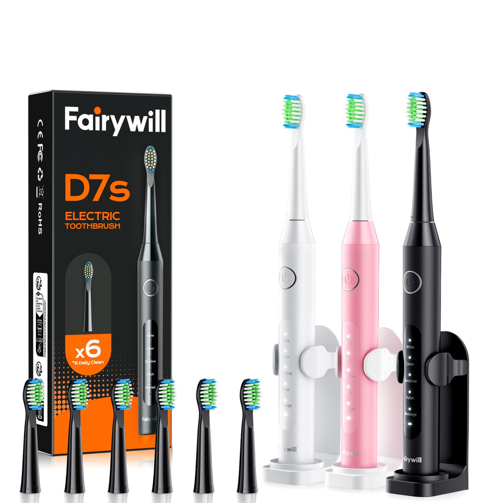 Electric Toothbrush with 6 Brush Heads, 5 Modes, Rechargeable, Waterproof