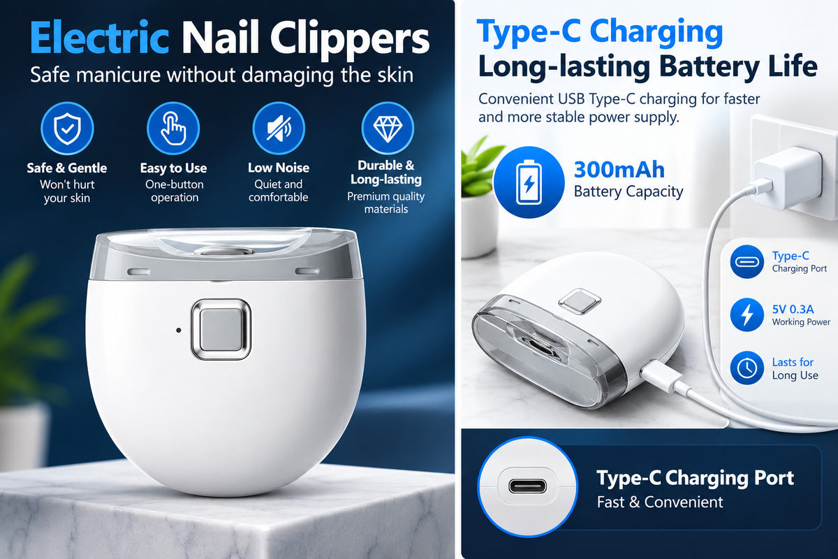 USB Rechargeable Electric Nail Clipper and Trimmer with Storage