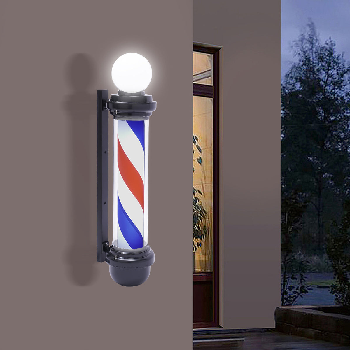 32-inch Rotating LED Barber Pole Sign with Rainproof Design