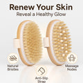 Natural Boar Bristle Dry Body Brush & Massage Tool Set for Skin Care