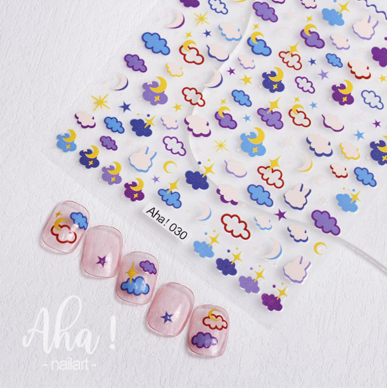 3D Nail Art Stickers Weather Bunny Cloud Cartoon Design for Nails