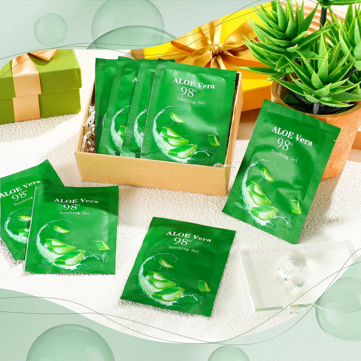 Organic Aloe Vera Gel 98% After Sun Care for Face and Body - 100 Pcs